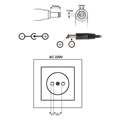 UMA PA-6V2A Universele voeding stekker adapter 6VDC/2A met plug