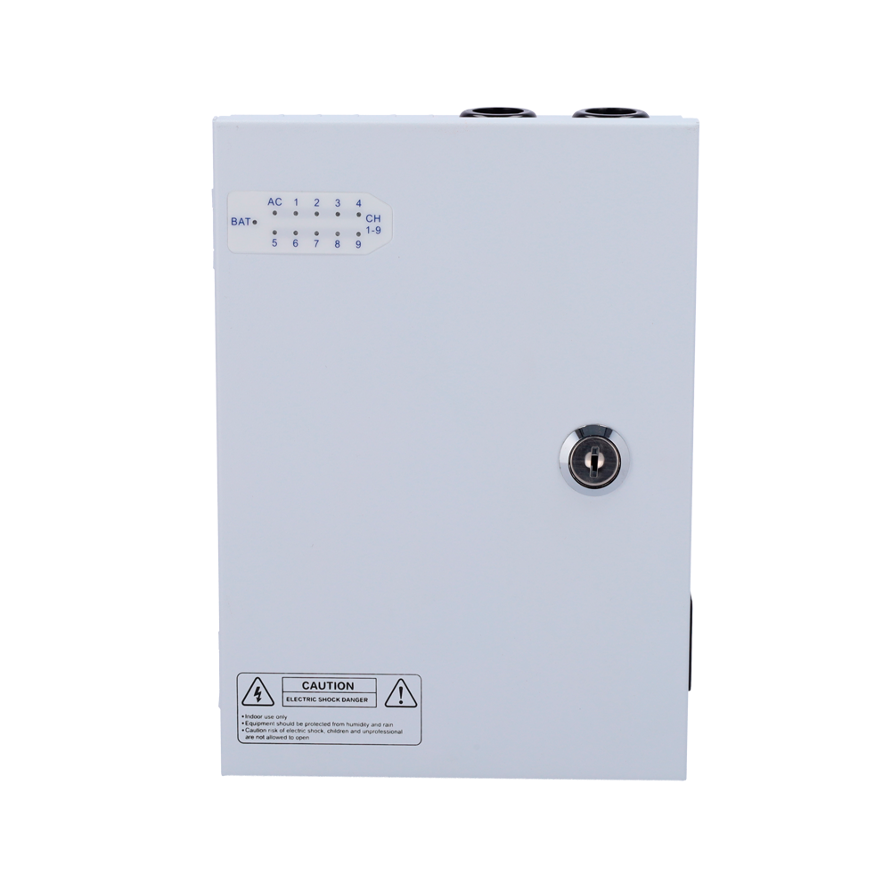 UMA PSDB1209 Negenvoudige voeding verdeelkast met 1 AC-ingang 230V,  uitgangsspanning 12V/120W en metalen behuizing