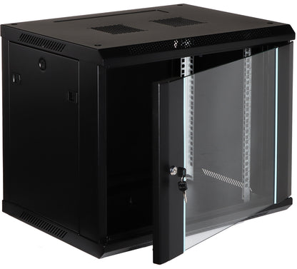 UMA RA19-9U-450 – Patchkast wand - met glazen afsluitbare deur (600x505x450mm)