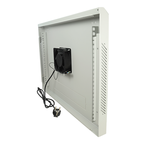 UMA SR9U-G Server wandkast 9U 19" met ventilator,  voeding,  deur met gehard glas en slot