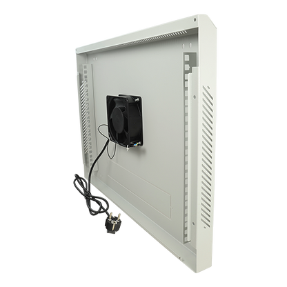 UMA SR9U-G Server wandkast 9U 19" met ventilator,  voeding,  deur met gehard glas en slot