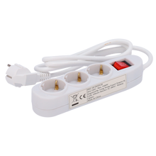 UMA SRPU-3 drievoudige witte stekkerdoos voeding contactdoos met geïntegreerde aan-uit knop