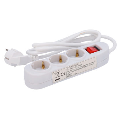 UMA SRPU-3 drievoudige witte stekkerdoos voeding contactdoos met geïntegreerde aan-uit knop