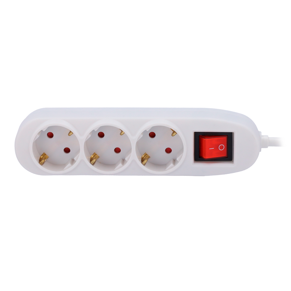 UMA SRPU-3 drievoudige witte stekkerdoos voeding contactdoos met geïntegreerde aan-uit knop