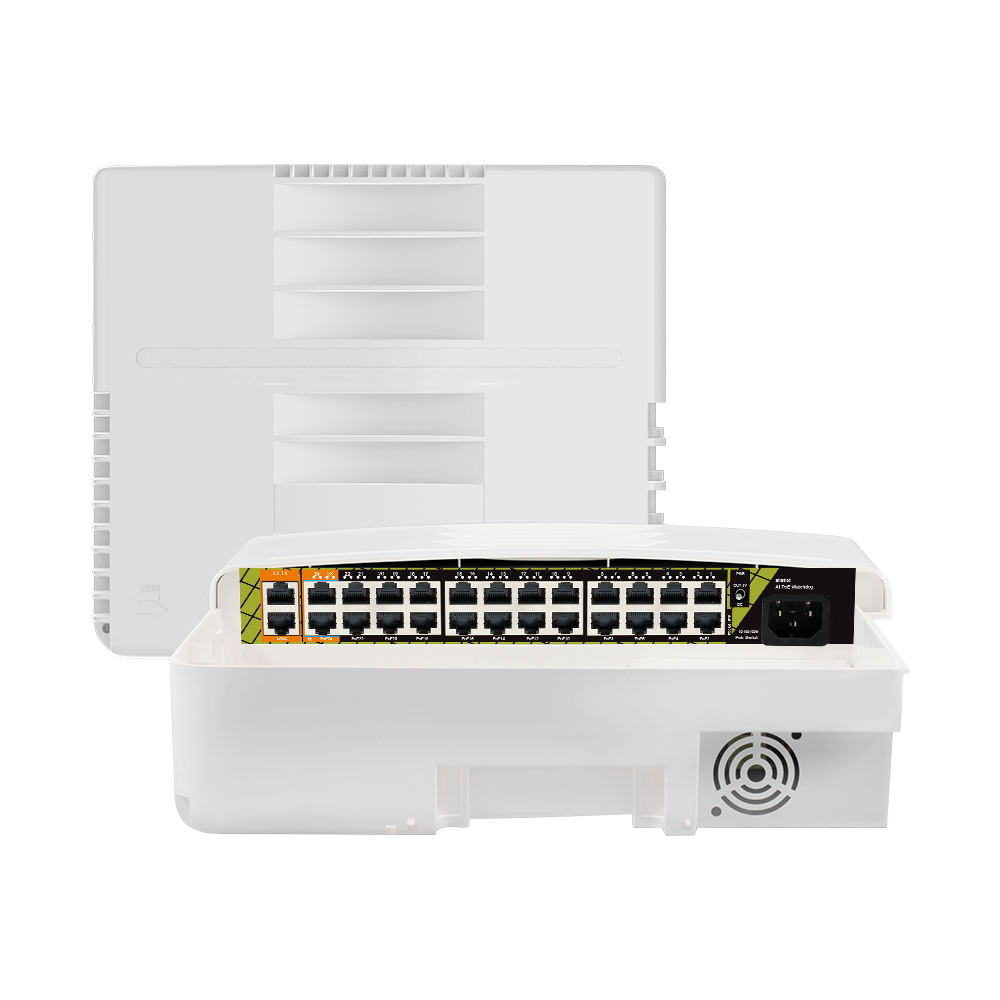 UMA  SW2624POE-300-O switch voor buiten met 22 x POE 802.3at/af,  2x Hi-PoE en 2x UpLink