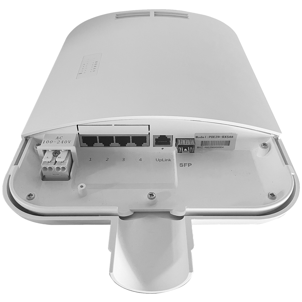 UMA SW0504POE-60-O switch voor buiten met 4 x POE 802.3at/af,  1x UpLink en 1x SFP poort