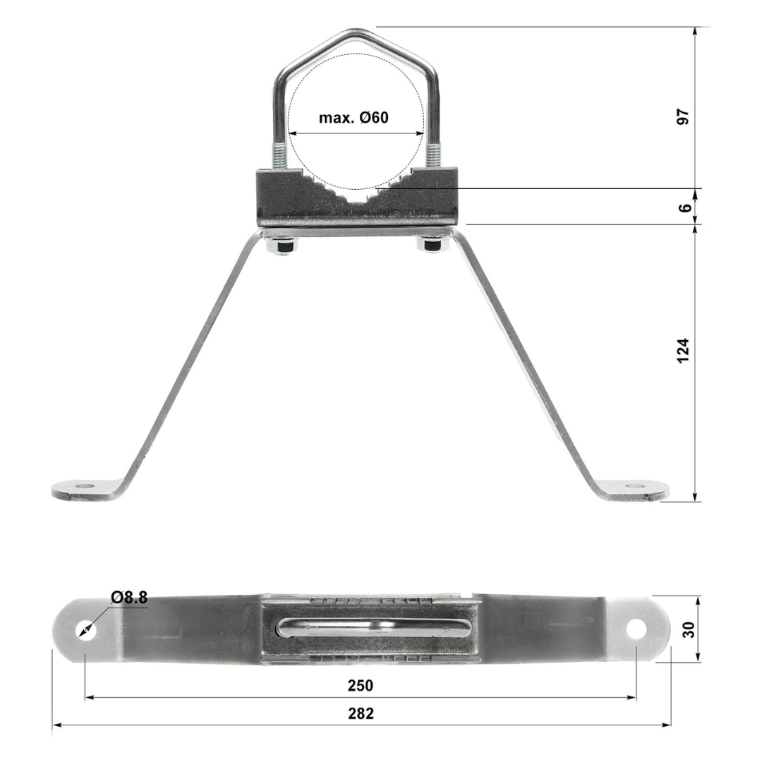 UMA UM-2 Muurklem voor het bevestigen van een mast of buis