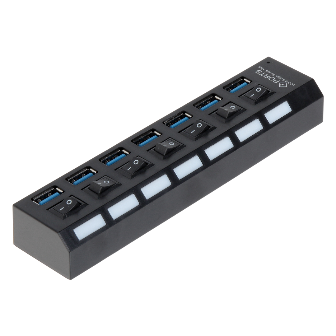 UMA USB-HUB-7 universele 7 poorts USB 3.0 hub / oplader met 7 schakelaars