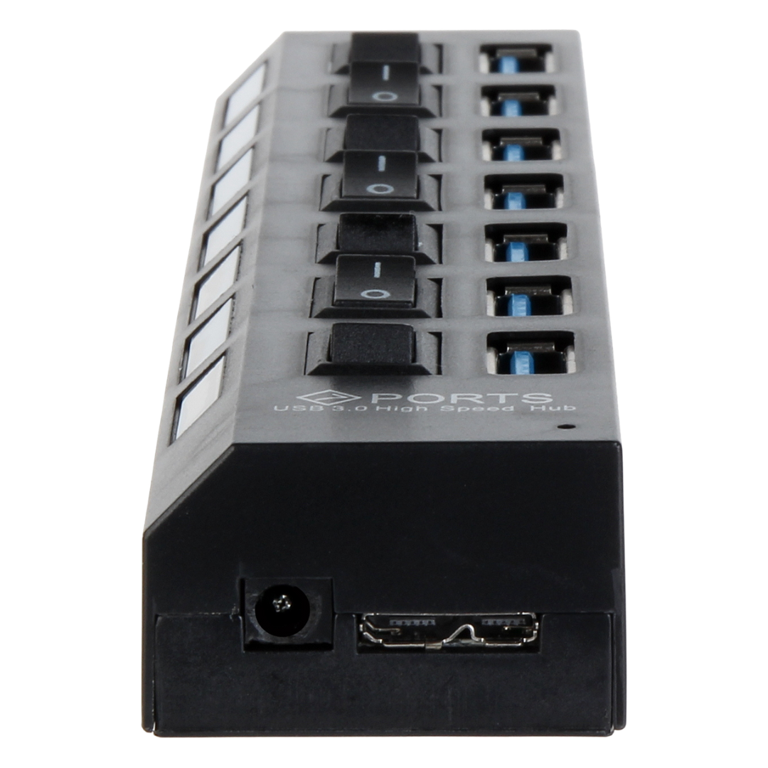 UMA USB-HUB-7 universele 7 poorts USB 3.0 hub / oplader met 7 schakelaars