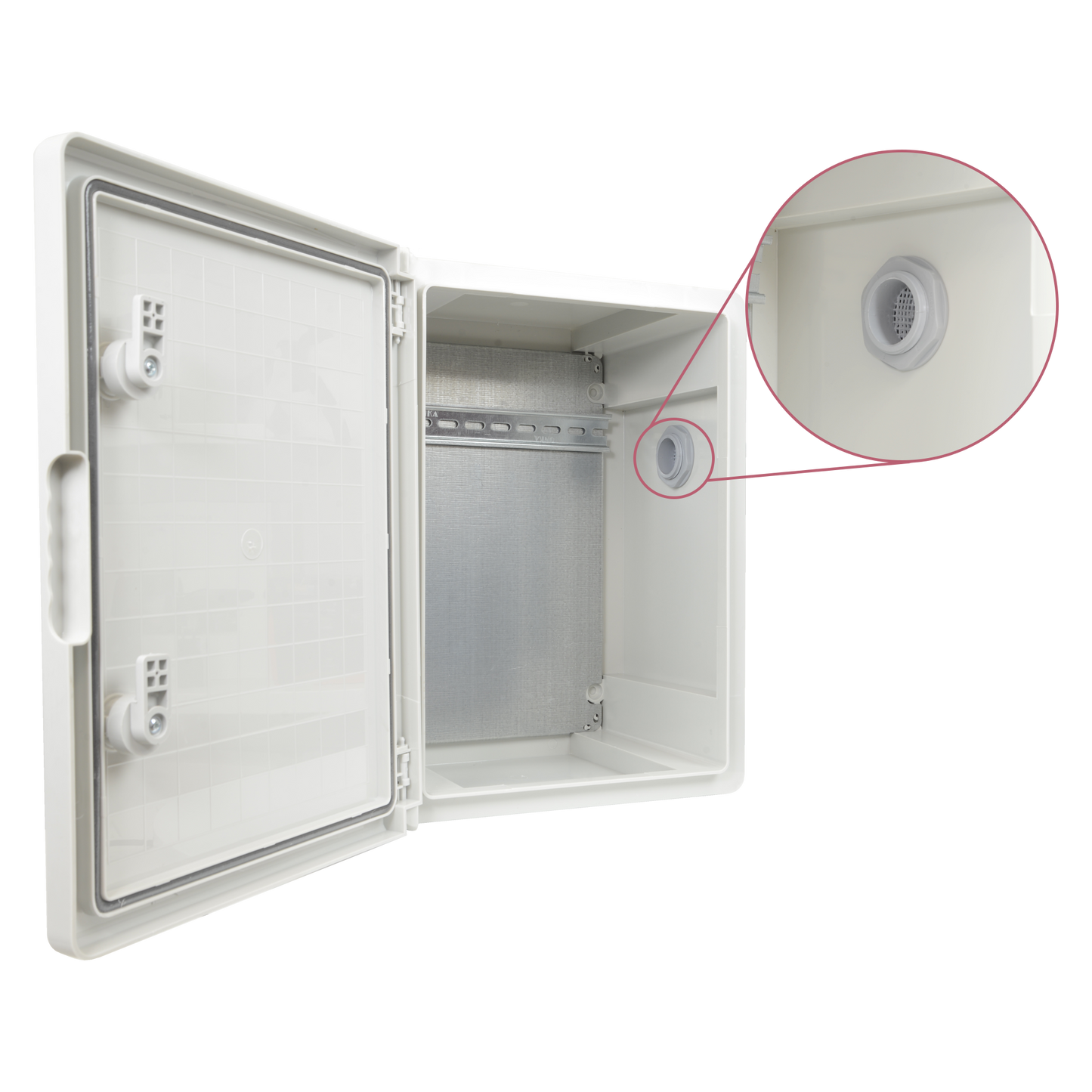 UMA  PO22-G polyester kast met driehoek sluiting geschikt voor buiten IP65 voor muur of paal montage