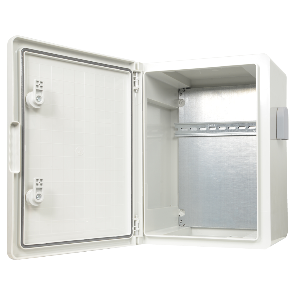 UMA  PO22-G polyester kast met driehoek sluiting geschikt voor buiten IP65 voor muur of paal montage