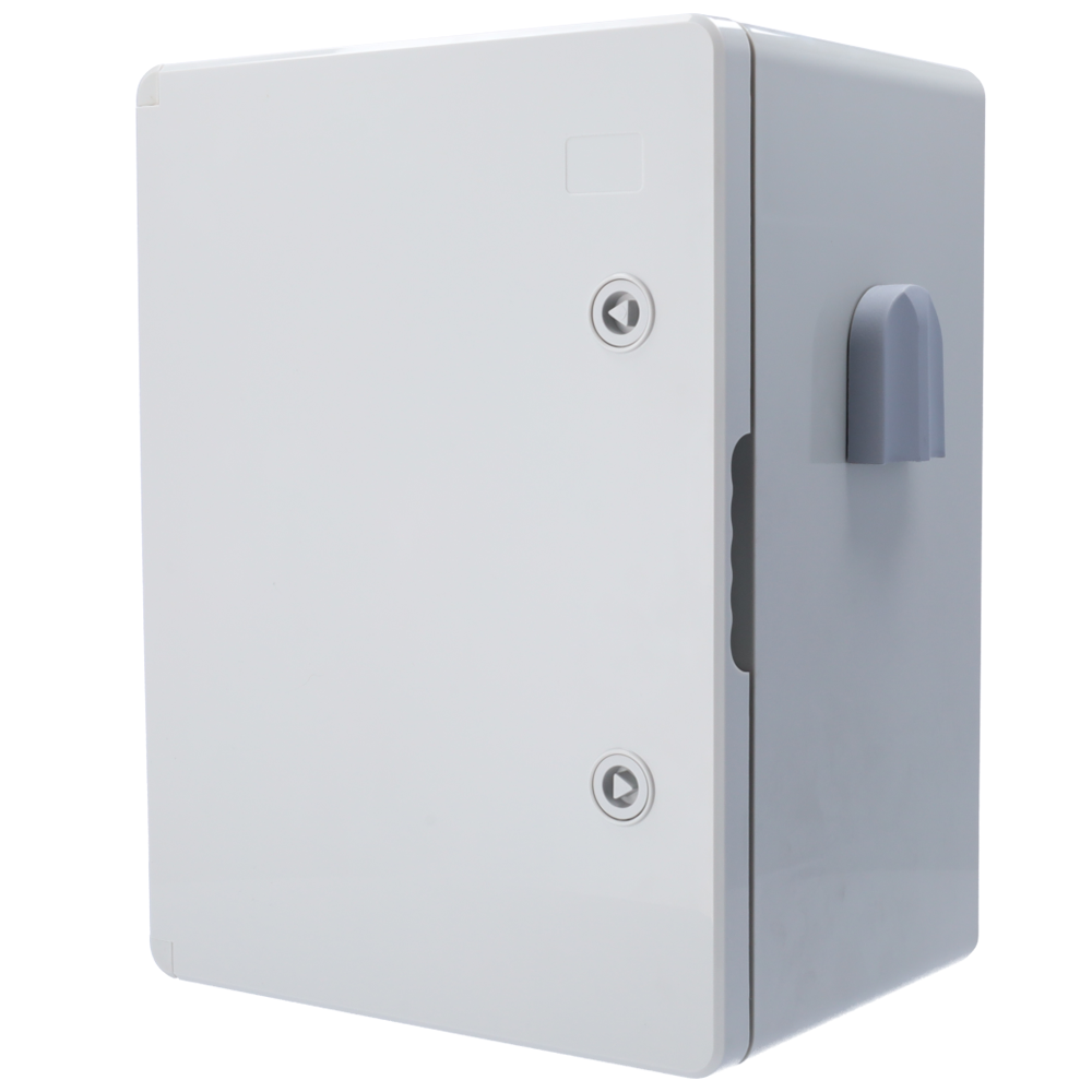 UMA  PO22-G polyester kast met driehoek sluiting geschikt voor buiten IP65 voor muur of paal montage