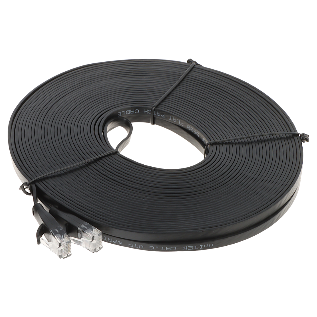 UMA CAT6UTPFLB20 zeer platte UTP netwerkkabel Cat6 Gigabit patchkabel 100% koper kern 20 meter zwart