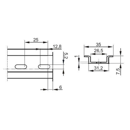 UMA DIN-R-100 DIN rail 1 meter gegalvaniseerd