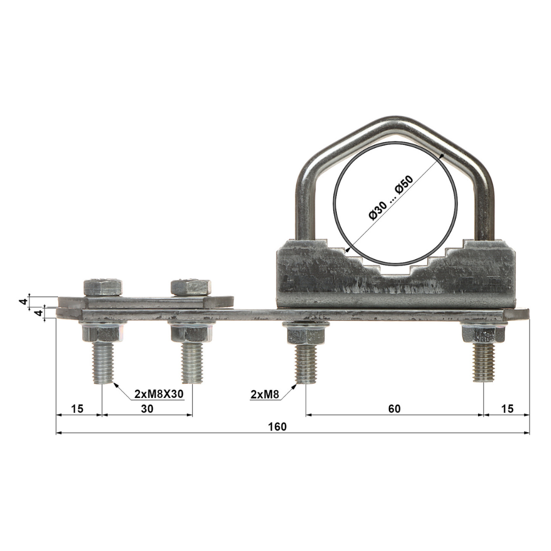 UMA ML-LP-CLAMP-3 klem voor bliksemafleider aan WL4 truss roostermast