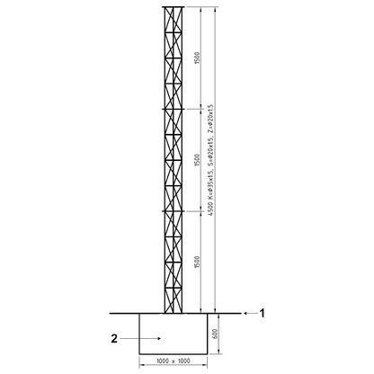 UMA ML45 universele aluminium vrijstaande kantelbare truss mast 4, 5 meter in onderdelen kit voor zelfbouw met grondanker
