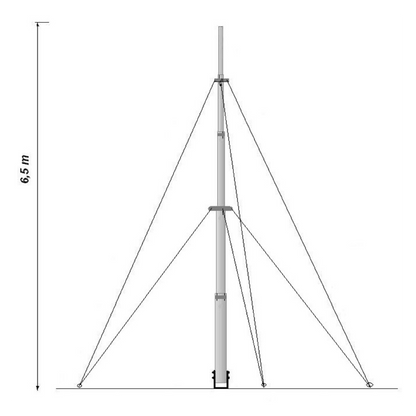 UMA MT65 Telescopische universele aluminium mast 6, 5m met tuikabels voor camera of antenne