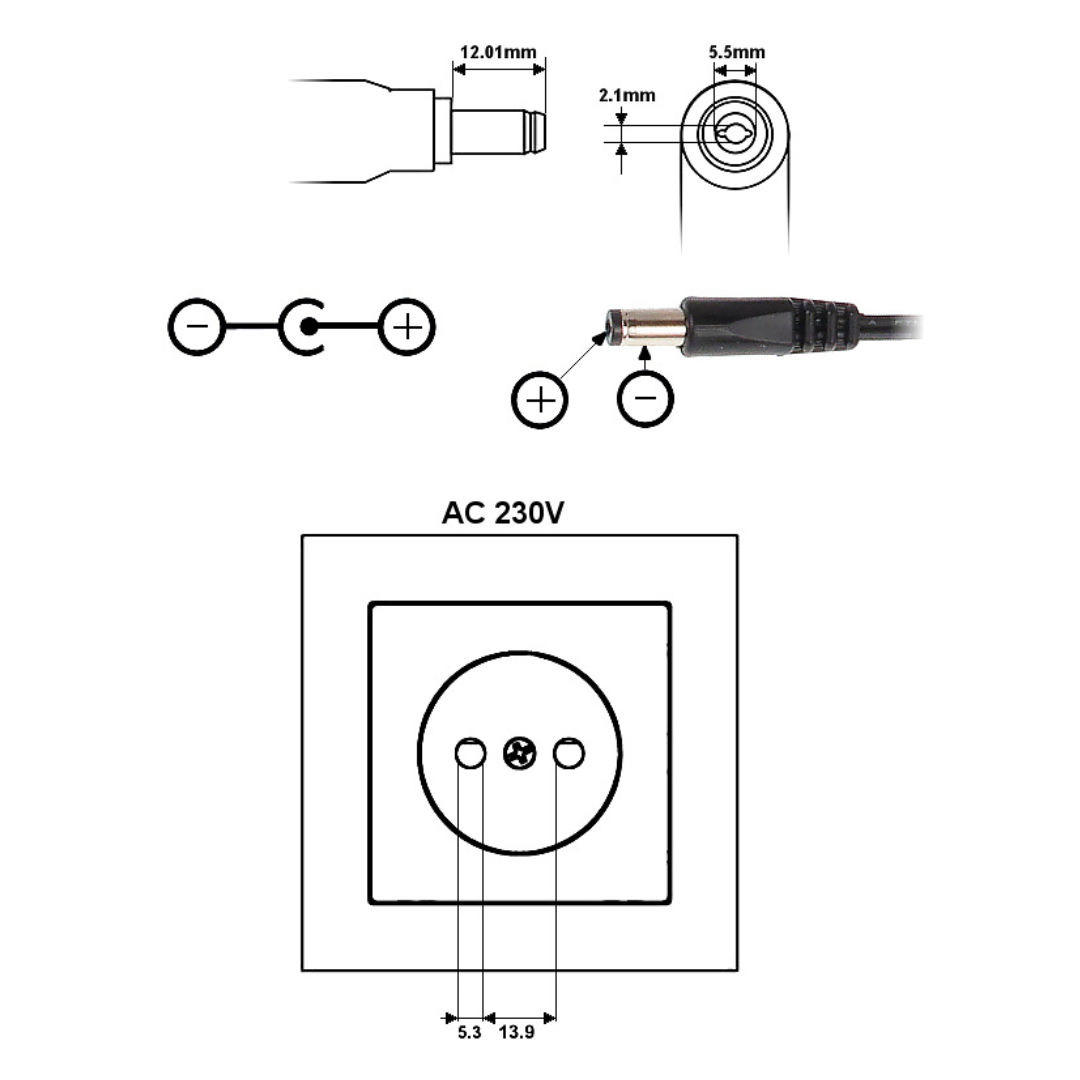 UMA PA-12-2000-E 12V/2A universele voeding adapter met kabel