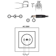 UMA PA-9-2000 9V/2A Universele voeding stekker adapter met DC plug