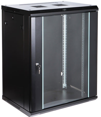 UMA RA19-15U-450 – Patchkast wand - met glazen afsluitbare deur (600x770x450mm)