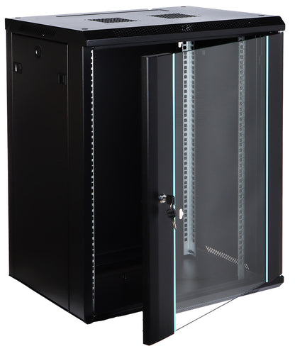 UMA RA19-15U-450 – Patchkast wand - met glazen afsluitbare deur (600x770x450mm)