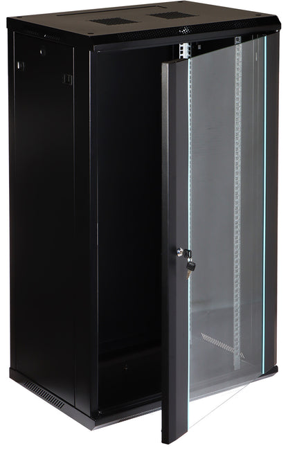 UMA RA19-22U-450 – Patchkast wand - met glazen afsluitbare deur (600x1080x450mm)