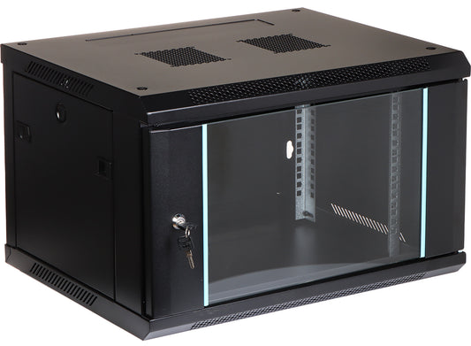 UMA RA19-6U-450 – Patchkast wand - met glazen afsluitbare deur (600x370x450mm)