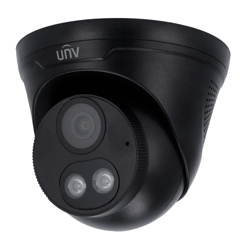 Uniview IPC3614LE-ADF28KC-WL-B Full HD 4MP buiten turret camera met vaste 2.8 mm lens,  Wit LED,  30m IR,  120dB WDR,  PoE,  microSD en ingebouwde microfoon en speaker