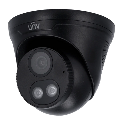 Uniview IPC3614LE-ADF28KC-WL-B Full HD 4MP buiten turret camera met vaste 2.8 mm lens,  Wit LED,  30m IR,  120dB WDR,  PoE,  microSD en ingebouwde microfoon en speaker