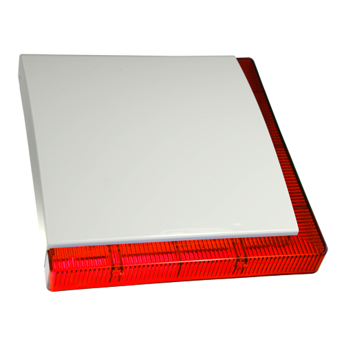 Maxalarm Vega Plus bedrade buiten sirene met 2 rode LED flitsbalken en backup accu Grade 3