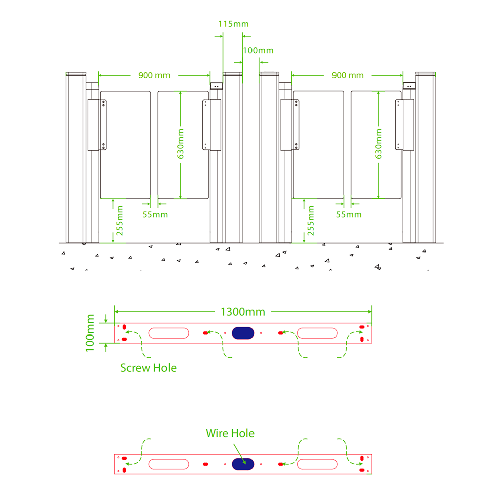 ZKTeco COMET S1200-900 – Toegangspoort met infraroodsensor