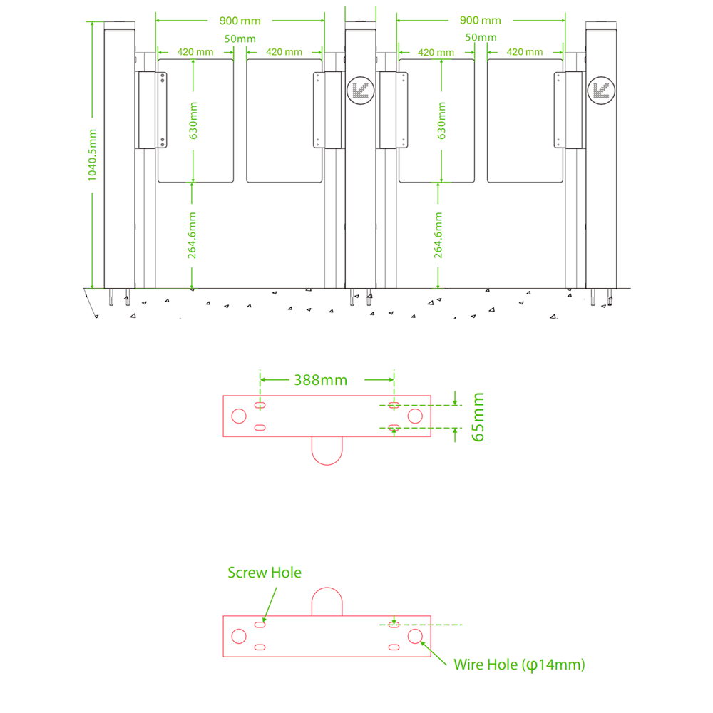 ZKTeco MARS S120 – RVS toegangspoort 900mm