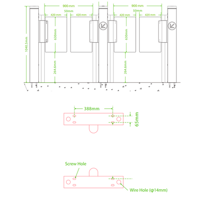 ZKTeco MARS S120 – RVS toegangspoort 900mm