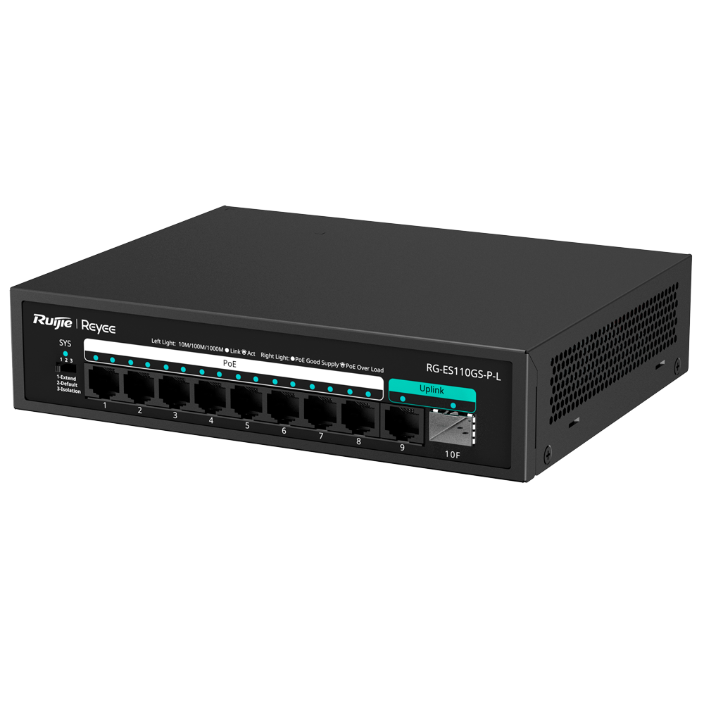 Reyee RG-ES110GS-PL – 8-Port Gigabit PoE Switch with 2 SFP Uplinks