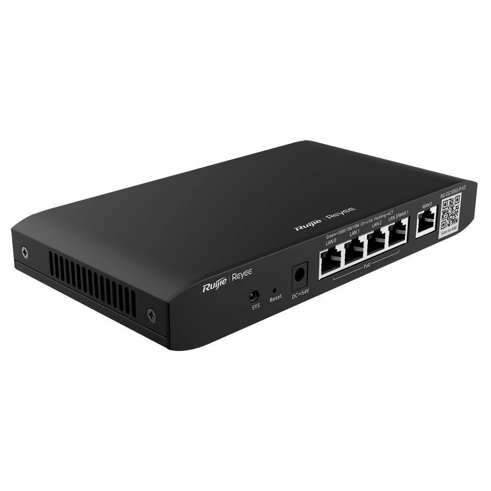 Reyee RG-EG105G-P-V3 Gigabit Cloud Managed Router – 5-Poorts, PoE+, VPN & Beveiliging