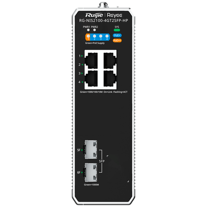 Reyee RG-NIS2100-4GT2SFP-HP – Managed Gigabit PoE+ Switch met 4x RJ45 & 2x SFP | Layer 2 Netwerk Switch