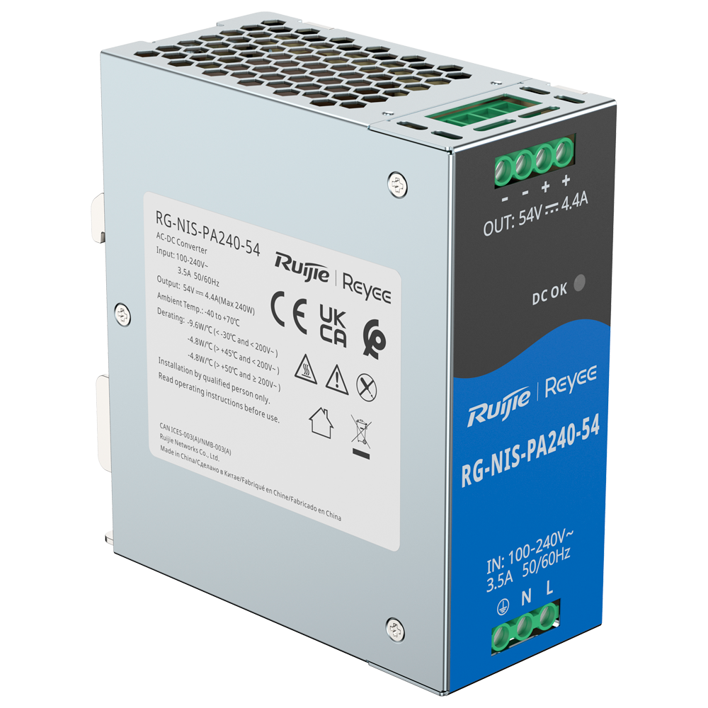 Reyee RG-NIS-PA240-54 PoE+ Switch – 24 Poorten, 54V, Betrouwbaar & Energiezuinig Netwerkbeheer