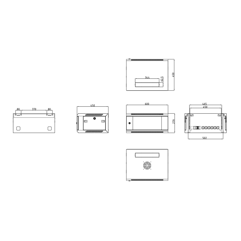 UMA SR6U-B - Server wandkast - 6U 19" - Inc. ventilator en voeding